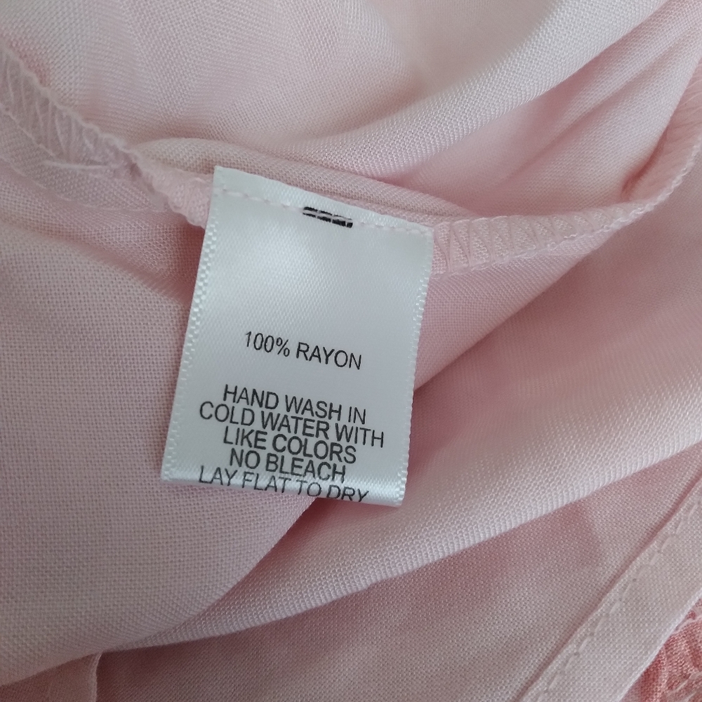 NWT Gibsonlook Womens Blissful Blouson Sleeve Dress Pink Coral Ruffle Hem L - Picture 9 of 11